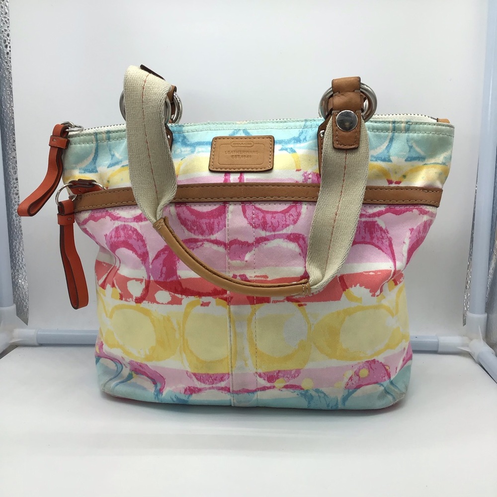 COACH Hamptons water color Charlie C logo tote